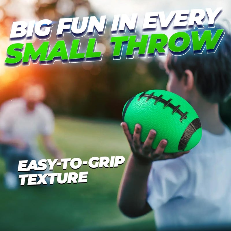 PlayBolt 6-Inch Mini Footballs for Kids (Pack of 5) - Inflatable PVC Football Toys for Boys & Girls w/Hand Pump, Easy to Grip Small Sports Balls for Backyard, Recess, Party Favor, Indoor/Outdoor - Image 2